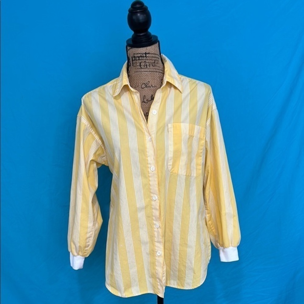 Vintage Eddie Bauer Yellow and White Striped Top